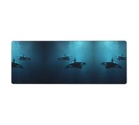 LLKGOT A Swimming Killer Whale Pattern Gaming Mouse pad XXL Large Mouse Mat Long Extended Mouse Pad Desk Mat Non-Slip Rubber Mice Pads Stitched Edges Thin Pad 31.5 x 11.8 x 0.12 in