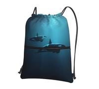 LLKGOT A swimming killer whale Printing Drawstring Zipper Backpack Strong and lightweight for Hiking Camping
