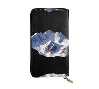 LLKGOT Alps Snow Mountains Pattern Women's leather long handheld wallet large capacity credit card zipper bag