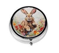 LLKGOT Animal Running in The Flower Field Picture Round Mini Pill Box with 3 compartments for Pill Storage and Portable Travel