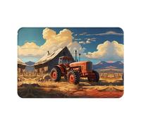 LLKGOT Anti Slip Floor mat Farm Red Tractor Pattern for Indoor and Outdoor Door mats, Suitable for Bedroom and Bathroom entrances 16x24in