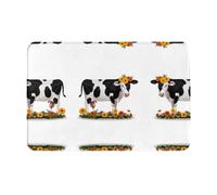 LLKGOT Anti Slip Floor mat Flower Cow Pattern for Indoor and Outdoor Door mats, Suitable for Bedroom and Bathroom entrances 16x24in