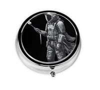 LLKGOT Astronaut's Armor Picture Round Mini Pill Box with 3 compartments for Pill Storage and Portable Travel