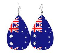 LLKGOT Australian flag Picture Water droplet pendant earrings and leather earrings, suitable as holiday birthday gifts for women