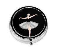 LLKGOT Ballet Dancer Picture Round Mini Pill Box with 3 compartments for Pill Storage and Portable Travel