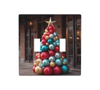 LLKGOT Balloon Christmas tree picture Switch cover decorative wall panel suitable for residential and commercial areas 4.5x4.5 In
