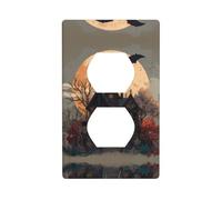 LLKGOT Bats and Haunted Houses Pattern Dual socket wall panel household power cover durable for decorative sockets and switches