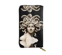 LLKGOT Beautiful Medusa Pattern Women's leather long handheld wallet large capacity credit card zipper bag