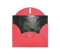 LLKGOT Big Dinosaur In The Forest Picture Greeting Card - Premium Pearlescent Paper Double Sided Pearl Effect Design