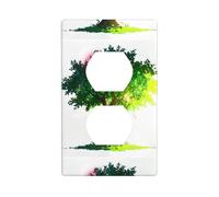 LLKGOT Big tree in the sun Pattern Dual socket wall panel household power cover durable for decorative sockets and switches