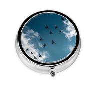 LLKGOT Birds of Prey in The Blue Sky Picture Round Mini Pill Box with 3 compartments for Pill Storage and Portable Travel