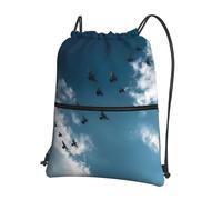 LLKGOT Birds of Prey in the Blue Sky Printing Drawstring Zipper Backpack Strong and lightweight for Hiking Camping