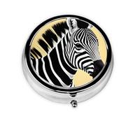 LLKGOT Black and White Zebra Picture Round Mini Pill Box with 3 compartments for Pill Storage and Portable Travel