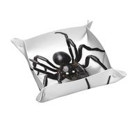 Llkgot Black Spider Printing Leather Storage Tray Small Quality PVC Double-Sided Leather Tray for Convenient Storage and Organization