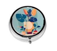 LLKGOT Blue Orange Turtleback Bamboo Picture Round Mini Pill Box with 3 compartments for Pill Storage and Portable Travel