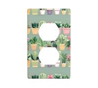 LLKGOT Bonsai plant Pattern Dual socket wall panel household power cover durable for decorative sockets and switches