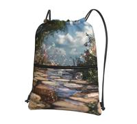 LLKGOT Bubbles on the path Printing Drawstring Zipper Backpack Strong and lightweight for Hiking Camping