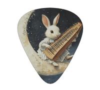 LLKGOT Bunny playing the piano Picture Guitar plectrum 12 pieces with three thickness plectrum combinations suitable for bass and ukulele