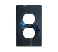 LLKGOT Butterfly on a blue rose Pattern Dual socket wall panel household power cover durable for decorative sockets and switches