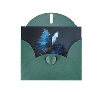 LLKGOT Butterfly On A Blue Rose Picture Greeting Card - Premium Pearlescent Paper Double Sided Pearl Effect Design