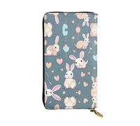 LLKGOT Cartoon cute bunny Pattern Women's leather long handheld wallet large capacity credit card zipper bag