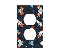 LLKGOT Cartoon rocket launch direction Pattern Dual socket wall panel household power cover durable for decorative sockets and switches
