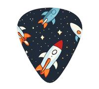 LLKGOT Cartoon rocket launch direction Picture Guitar plectrum 12 pieces with three thickness plectrum combinations suitable for bass and ukulele