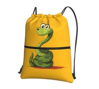 LLKGOT Cartoon snake wrapped around Printing Drawstring Zipper Backpack Strong and lightweight for Hiking Camping