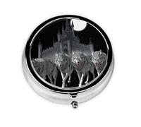 LLKGOT Castle Guardian Picture Round Mini Pill Box with 3 compartments for Pill Storage and Portable Travel