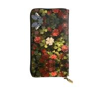 LLKGOT Clover in the Shred Pattern Women's leather long handheld wallet large capacity credit card zipper bag