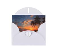 LLKGOT Coconut Groves On The Beach Picture Greeting Card - Premium Pearlescent Paper Double Sided Pearl Effect Design