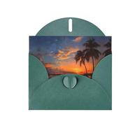 LLKGOT Coconut Groves On The Beach Picture Greeting Card - Premium Pearlescent Paper Double Sided Pearl Effect Design