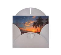 LLKGOT Coconut Groves On The Beach Picture Greeting Card - Premium Pearlescent Paper Double Sided Pearl Effect Design