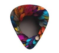 LLKGOT Colourful feather wreath Picture Guitar plectrum 12 pieces with three thickness plectrum combinations suitable for bass and ukulele