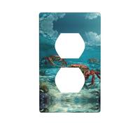 LLKGOT Crabs at the bottom of the sea Pattern Dual socket wall panel household power cover durable for decorative sockets and switches
