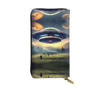 LLKGOT craft landing Pattern Women's leather long handheld wallet large capacity credit card zipper bag
