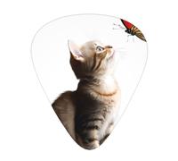 LLKGOT Curious kitten Picture Guitar plectrum 12 pieces with three thickness plectrum combinations suitable for bass and ukulele