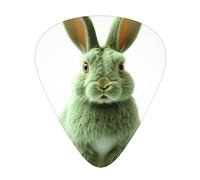 LLKGOT Cute green rabbit Picture Guitar plectrum 12 pieces with three thickness plectrum combinations suitable for bass and ukulele