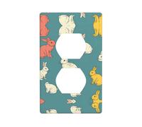 LLKGOT Cute rabbit sitting posture Pattern Dual socket wall panel household power cover durable for decorative sockets and switches