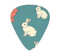 LLKGOT Cute rabbit sitting posture Picture Guitar plectrum 12 pieces with three thickness plectrum combinations suitable for bass and ukulele