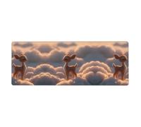 LLKGOT Deer on The Clouds Pattern Gaming Mouse pad XXL Large Mouse Mat Long Extended Mouse Pad Desk Mat Non-Slip Rubber Mice Pads Stitched Edges Thin Pad 31.5 x 11.8 x 0.12 in