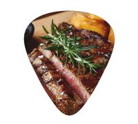 LLKGOT Delicious steak. Picture Guitar plectrum 12 pieces with three thickness plectrum combinations suitable for bass and ukulele