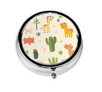 LLKGOT Desert Creatures Picture Round Mini Pill Box with 3 compartments for Pill Storage and Portable Travel