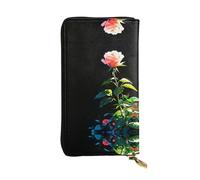 LLKGOT Dictatorship Rose Pattern Women's leather long handheld wallet large capacity credit card zipper bag