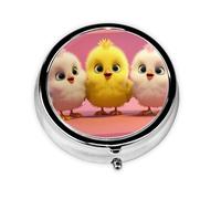 LLKGOT Dumb Chick Picture Round Mini Pill Box with 3 compartments for Pill Storage and Portable Travel