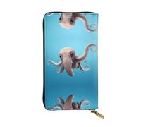LLKGOT Dumbo the Octopus Pattern Women's leather long handheld wallet large capacity credit card zipper bag
