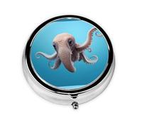 LLKGOT Dumbo The Octopus Picture Round Mini Pill Box with 3 compartments for Pill Storage and Portable Travel
