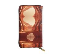 LLKGOT Dune Building Pattern Women's leather long handheld wallet large capacity credit card zipper bag