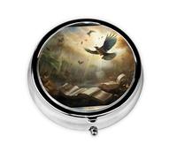 LLKGOT Eagle in The Jungle Picture Round Mini Pill Box with 3 compartments for Pill Storage and Portable Travel