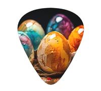 LLKGOT eggshell coloring Picture Guitar plectrum 12 pieces with three thickness plectrum combinations suitable for bass and ukulele